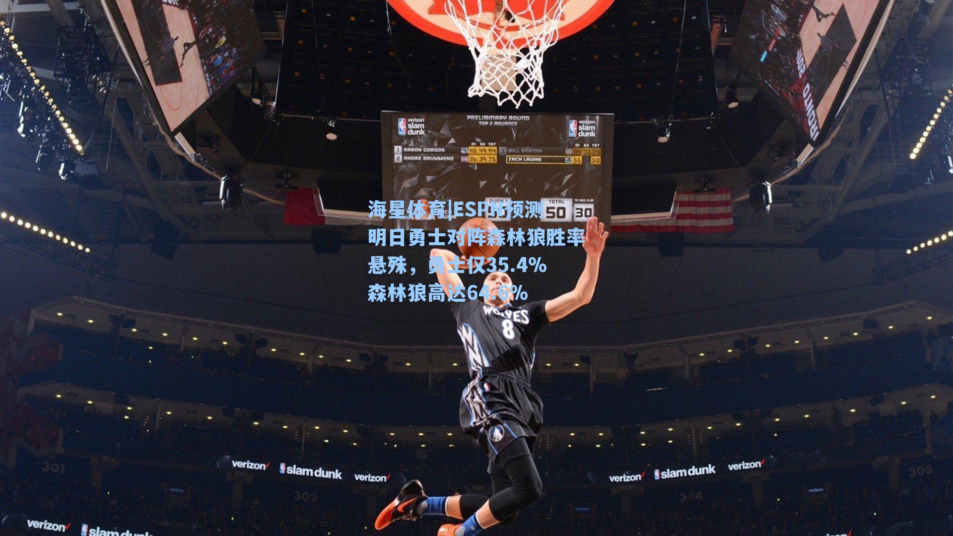 ESPN预测明日勇士对阵森林狼胜率悬殊，勇士仅35.4%森林狼高达64.6%